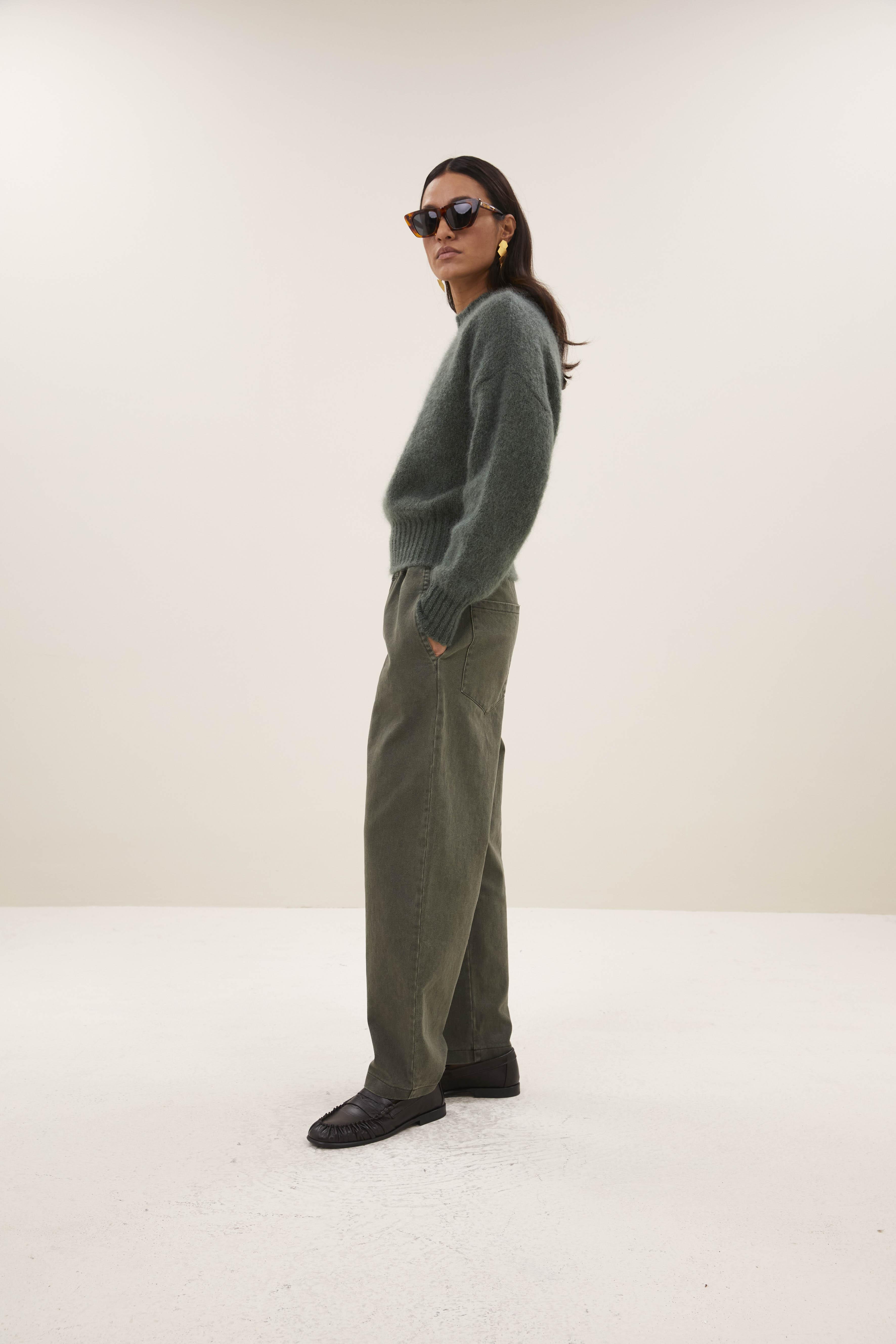 By-Bar Sonny Frosted Olive Mohair Pullover Damen grün